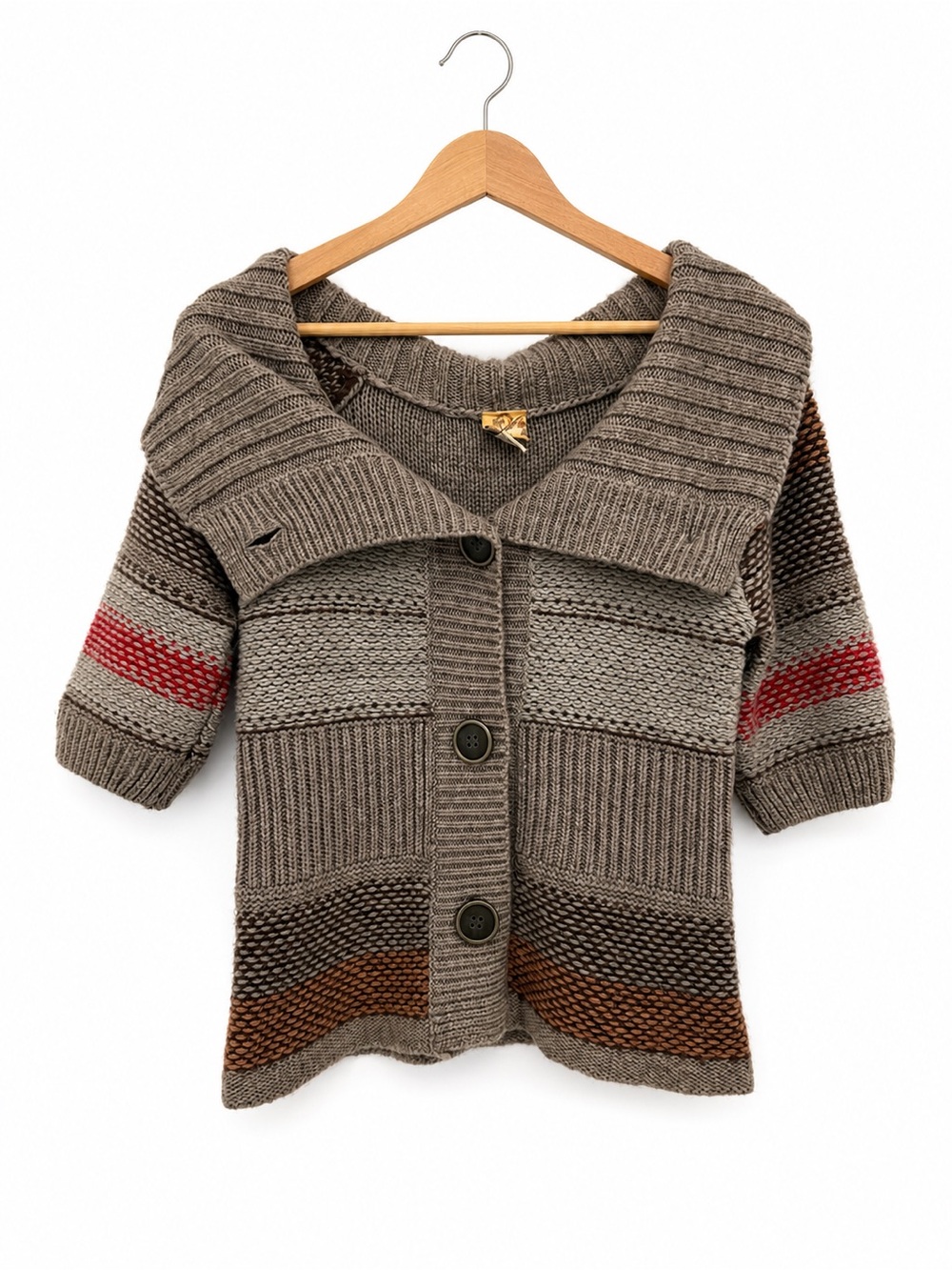Daytrip Taupe Wool Blend Shawl Collar Cardigan Knit Size Large Boho